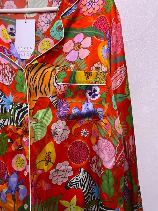 Karen Mabon Silk Tiger Bouquet Pajama Set Medium - Picture 3 of 10